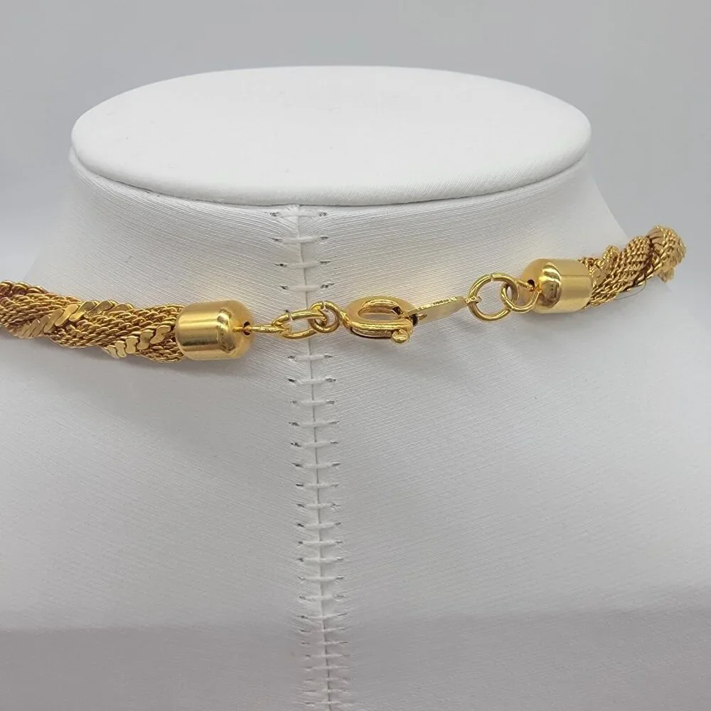 Vintage‎ Twist Necklace Yellow Gold Tone 22 in.